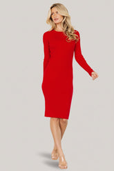 Mavis Ribbed Midi Dress | Red