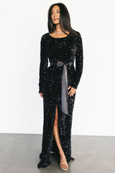 Julia Sequin Maxi Dress | Black
