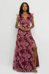 Adelyn Maxi Dress | Wine Floral