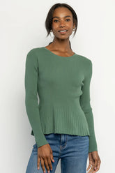 Ainsley Ribbed Top | Winter Green