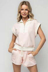 Leah Half Zip Lounge Set | Pink