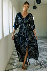 Kalea Maxi Dress | Navy + White