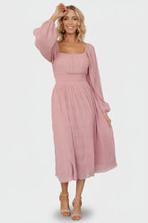 Dalton Pleated Midi Dress | Blush