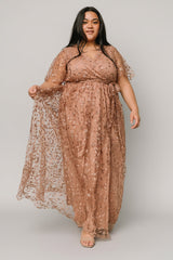 Marseille Embossed Maxi Dress | Nude Rose
