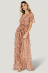 Marseille Embossed Maxi Dress | Nude Rose