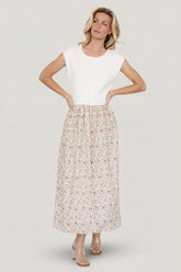 Myra Sweater Dress | Ivory + Coral Floral