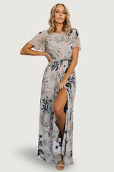 Naomi Short Sleeve Maxi Dress | Pale Blue Floral