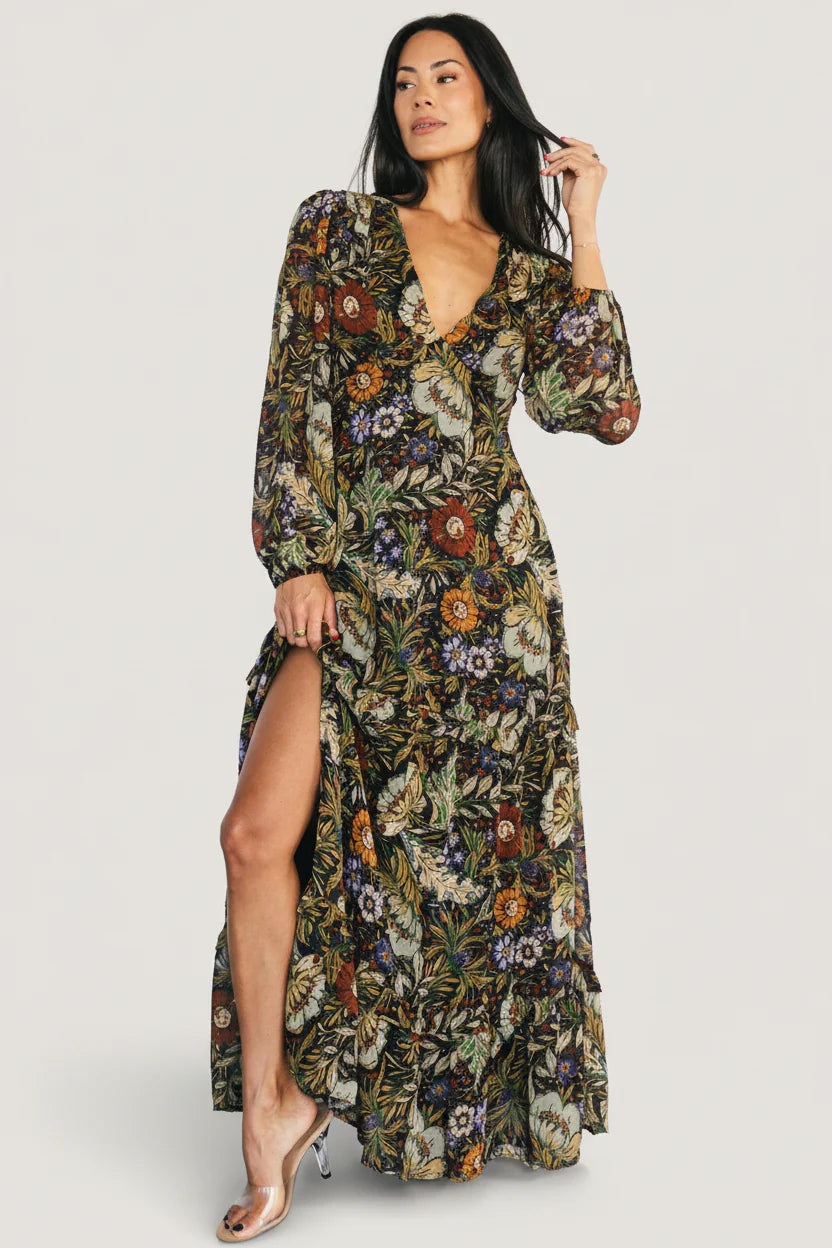 Bowman Deep V Maxi Dress | Multi Floral