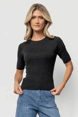 Chiara Ribbed Top | Black