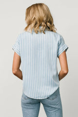 Berkley Striped Top | Denim Blue