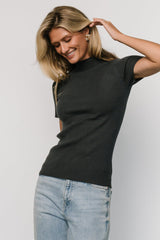 Edie Mock Neck Top | Deep Slate Blue