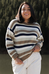 Kira Striped Sweater | Navy + Sage Multi