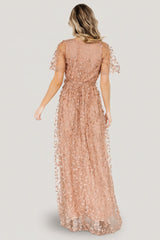 Marseille Embossed Maxi Dress | Nude Rose